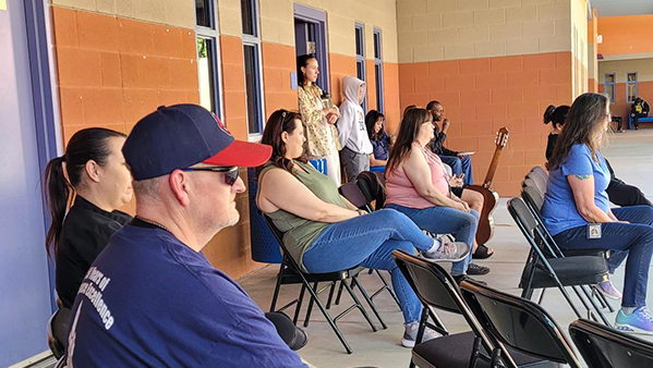 Audience watching student performance